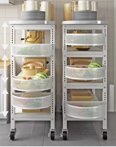 Estante de Almacenamiento de Cocina Moderno de Varias Capas OEM/ODM, Cesta Ajustable de Metal para Frutas y Verduras, Organizador de Pie, Gris Blanco - Product Image 1