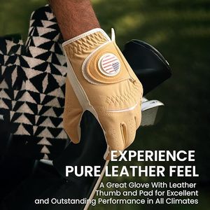 Gant de golf pour droitier en cuir microfibre antidérapant avec fermeture auto-agrippante pour hommes, usage sportif avec système de marquage de balle - Product Image 3