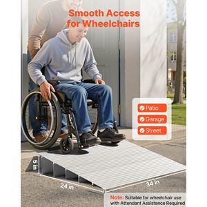 Rampa de Aluminio para Umbral de Puerta de 5 Pulgadas de Altura, Capacidad de Carga de 800 Libras, Dispositivo de Asistencia para Escalones del Hogar, Rampas para Discapacitados - Product Image 2