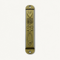Étui de Mezuzah Messianique Vintage en Gros avec Symbole du Sceau de Jérusalem Intégré en Métal pour Porte Juive – Meilleur Prix