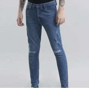 กางเกงยีนส์ผู้ชายขายส่ง MOQ ต่ำ กางเกงยีนส์สีน้ำเงิน กางเกงขาดทรงสลิมฟิต กางเกงเดนิมทรงดินสอ กางเกงยีนส์ลำลองสำหรับผู้ชาย - Product Image 6