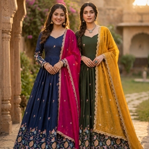 Nueva Colección de Vestidos Anarkali con Bordado Zari, Salwar Kameez de Seda para Bodas y Fiestas, Modelo Fancy - Product Image 2