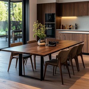 Ensemble de table à manger en teck moderne, mobilier de salle à manger contemporain minimaliste - Product Image 1