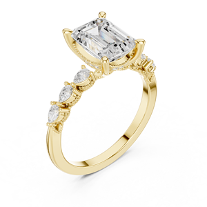 แหวนแต่งงานครบรอบแต่งงาน Aries Jewel ประดับเพชร 2 กะรัต E VVS VS ทรง Emerald Cut เพชรเลี้ยงในห้องปฏิบัติการ ทองคำแท้ 14K - Product Image 4