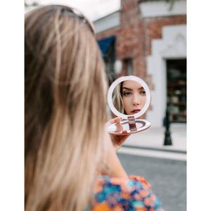 LED Lighted Travel <b>Makeup</b> Mirror 1x/10x Magnification Daylight <b>Illuminated</b> Folding Compact Portable 5\" Wide Large Mirror - Product Image 3