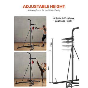 Supporto per Sacco da Boxe 2 in 1 in Acciaio Resistente, Altezza Regolabile, Attrezzatura per Boxe e Speed Bag, Supporto Autoportante per Sacco da Boxe - Product Image 3