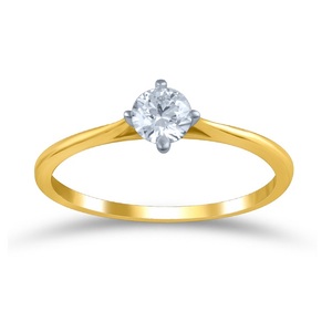 Bague Solitaire Éclat Sublime en Or Jaune 18K avec Diamant de Laboratoire Rond, Bague de Fiançailles Classique, Joaillerie Fine pour Femme - Product Image 1