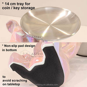 ชามจานสีขาวแบบ3D ที่เก็บของรูปปั้นเครื่องประดับที่ใส่กุญแจเซรามิกถาดหมีสำหรับตกแต่งบ้าน - Product Image 3