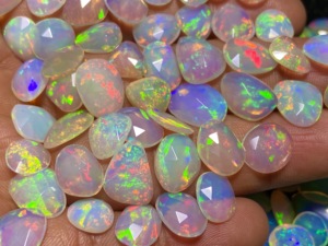 Natural Faceted Ethiopian Opal Loose Gemstone Multi Fire Rose Cut Flat Back for Jewelry Making - Product Image 4
