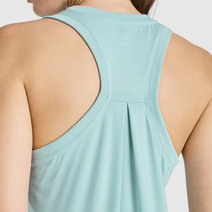 Women's Light Blue Crew <b>Neck</b> Sleeveless Tank Top Casual Knitted Breathable Solid Color Regular Fit Spandex/Cotton Short - Product Image 4