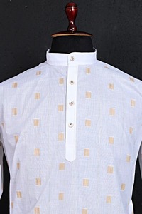 Kurta Pyjama en Coton et Soie de Luxe pour Hommes, Séchage Rapide, Confortable, Adapté à Toutes les Saisons, Vêtement Ethnique pour Cérémonie, Fête et Usage Quotidien - Product Image 5