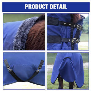 Couverture d'hiver pour cheval imperméable de haute qualité 1600D |   Couverture lourde avec enveloppe pour le cou et le ventre |   Housse de protection pour chevaux d'extérieur de 75 pouces - Product Image 6