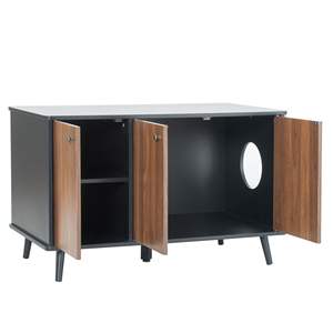 Grande boîte à litière en bois pour chat enceinte 3 portes salle de bain intérieure pour chat banc de rangement Table d'appoint caché chat litière pour chat accessoires - Product Image 3