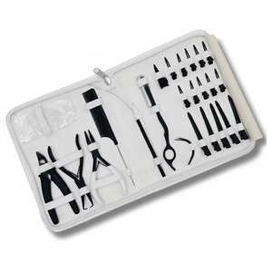 Professional Stainless Steel All-in-One Hair Extension <b>Beading</b> Tools <b>Kit</b> Pliers Loop Needles Customized Leather Pouch - Product Image 5