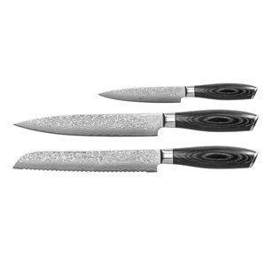 Handmade Damascus Steel Chef Knife Set With Leather Cover Multi Purpose <b>Kitchen</b> Knives For Meat Vegetable And Fruit Preparation - Product Image 5