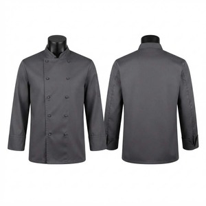 เสื้อเชฟยูนิเซ็กซ์ Sales Blackhardson รุ่นพรีเมียม ผ้าโพลีคอตตอนทวิล 210 GSM สีเทาชาร์โคล กระดุมสองแถว แขนสั้น สำหรับร้านอาหารและบาร์ - Product Image 1