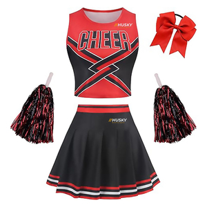 Uniformes de Animadoras Personalizados HUSKY SPORTSWEAR con Logotipo Frontal Impreso por Transferencia Térmica, 100% Poliéster Premium para Niñas y Adultas - Product Image 1