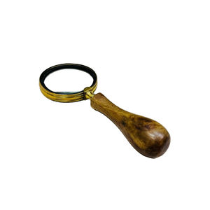 Loupe grossissante de 3 pouces en laiton avec poignée ronde en bois - Product Image 1