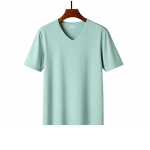 Camisetas de Cuello en V de Algodón/Spandex Tejidas para Hombre, Nueva Llegada 2026, Personalizables y Cómodas BD - Product Image 3