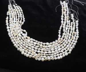 Perlas de agua dulce blancas naturales, forma barroca, perlas de arroz para la fabricación de joyería, perlas blancas de alta calidad, venta al por mayor. - Product Image 3