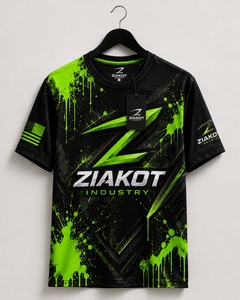T-shirt de performance ZIAKOT pour homme, nouveau design, motif 3D noir et vert néon, effet gouttelettes et éclaboussures artistiques - Product Image 1
