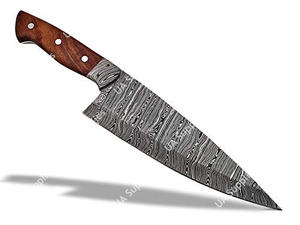 มีดเชฟเหล็กดามัสกัสลายบิดเกลียวเฉพาะตัว ขนาด 8 นิ้ว ใช้งานได้ทุกวัน สำหรับมืออาชีพ คมพิเศษ ใช้ได้ทั้งมือซ้ายและขวา ด้ามไม้พะยูง - Product Image 3