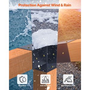 Staffa Inclinata a 3 Vie 4x4 Pollici per Travi in Legno 3.5x3.5 Pollici, Kit Pergola in Acciaio al Carbonio, Staffa per Pergola con Vite, Dimensioni Reali per Gazebo - Product Image 6