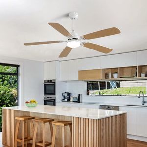 Ventilateur de plafond intérieur moderne de 52 pouces, dimmable, 6 vitesses de vent, 5 pales, télécommande, moteur DC réversible, lumière LED, tension d'entrée 220V - Product Image 1
