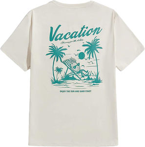 T-shirt en velours côtelé 100 % coton, coupe classique, manches courtes, infroissable, respirant, sérigraphie, modèle 2026, col rond, léger - Product Image 4