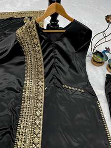 Costume Salwar en crêpe de soie brodé par des designers, avec dupatta, prêt à porter, style pakistanais, costume ethnique - Product Image 6