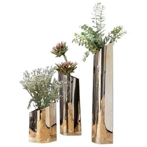Luxury Modern Gold Metal Flower <b>Vase</b> Set Aluminum Geometric <b>Decorative</b> <b>Vase</b> for Home Living Room Centerpiece Wedding Decor - Product Image 6