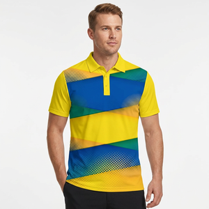 Men's Short Sleeve Polo Shirt Geometric <b>Pattern</b> Yellow Blue Green Sublimation Print Quick Dry <b>Knitted</b> Polyester Casual Fit - Product Image 2