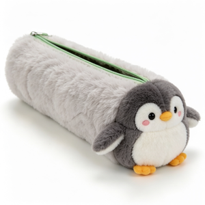 Plush Penguin Pencil Case With Green Zipper For <b>Kids</b> 8 To 13 Years Unisex - Product Image 1