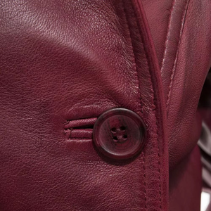 Women's <b>Genuine</b> Leather Double Breasted Blazer With Belt Turn-down Collar Full Sleeve Autumn Wear - Product Image 5