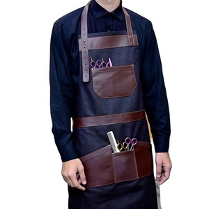 Tablier de coiffure en cuir avec poches, vêtements de travail durables pour barbier, pour usage en salon - Product Image 1