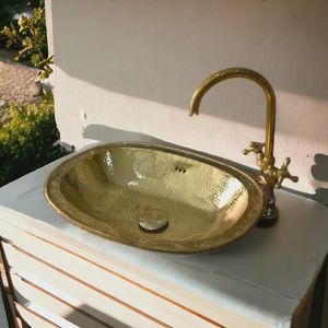 Handcrafted Brass Wash <b>Basin</b> Luxury Bathroom Countertop Vanity Sink Premium Decorative Durable Hotel Residential Interior Collec - Product Image 1