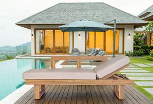 Chaise longue en teck pour l'extérieur, chaise longue rembourrée pour le bord de la piscine, chaise inclinable pour hôtel, jardin - Product Image 5