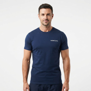T-shirt Homme Luxe Qualité Supérieure Coupe Slim Tendance Bleu Marine Ajusté Personnalisé Nouveau Design Col Rond Vente en Gros - Product Image 1