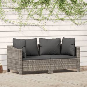 Set da salotto in 2 pezzi in Poly Rattan grigio con cuscini Set da giardino - Product Image 1