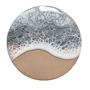 Ensemble de sous-verres en résine époxy faits à la main de qualité supérieure sous-verres de luxe en agate géode avec paillettes d'or ou fleurs séchées - Product Image 6