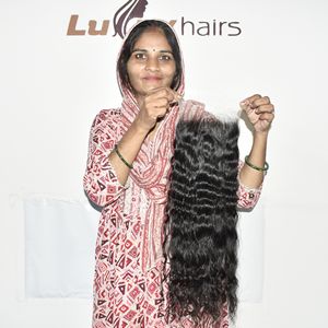 Extensiones de Cabello Humano Virgen Indio HD 6*6 con Cierre, Rizado Natural, Ondas Sueltas Profundas, Cutícula Alineada, Doble Trama - Product Image 5