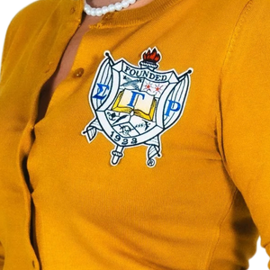 Ladies SGRho Pearled Button Knit <b>Cardigan</b> Personalized Logo Embroidery Classic Button Front Sweater Elegant Women's Fashion - Product Image 4