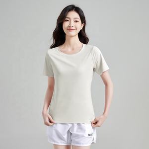 Camiseta deportiva de secado rápido con 88% poliéster y 12% spandex, que absorbe la humedad, para mujer, de manga corta, para gimnasio. - Product Image 5