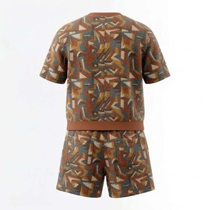 Ensemble court en molleton épais pour homme, col rond, deux pièces, respirant, tons terreux, idéal pour l'été - Product Image 2