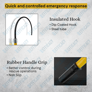Gancho de Rescate Eléctrico de Fibra de Vidrio Aislante de Alto Voltaje de 13 kV, 7 Pies de Largo, con Tablero de Señalización y Kit de Instalación - Product Image 3