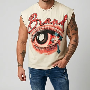 Custom Oversized Rhinestone DTG Graphic Printed <b>Tank</b> <b>Top</b> New Trendy Streetwear Design Sleeveless Unisex Casual Wear 100% Cotton - Product Image 4