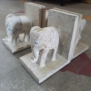 Juego de Sujetalibros de Madera de Mango con Forma de Elefante - Decoración de Madera Natural Hecha a Mano al por Mayor - Product Image 3