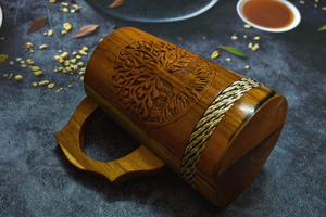 Handmade Burnt Wood <b>Beer</b> <b>Mug</b> with Straw Portable & Eco-Friendly for Men-Camping Travel & Outdoor Use - Product Image 4