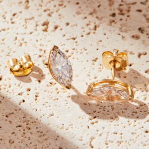 Pendientes de diamante cultivado en laboratorio de 1.50 quilates con corte marquesa – Oro de 14 quilates, joyería única y llamativa - Product Image 1