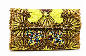 Pochette artisanale en perles dorées |   Sac à main de soirée orné |   Sac à main pour fêtes et mariages, élégant et fait main, sac statement - Product Image 2